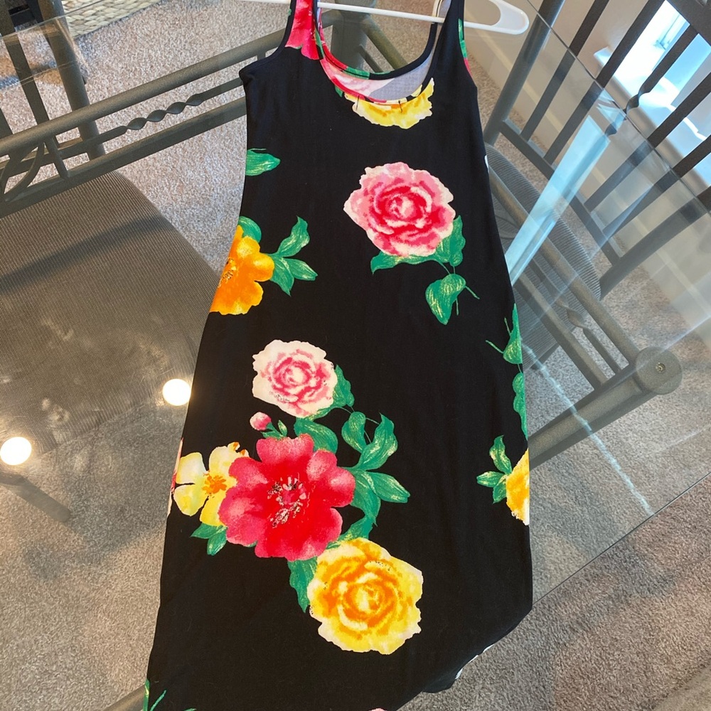 Black Strapped Floral BodyCon dress